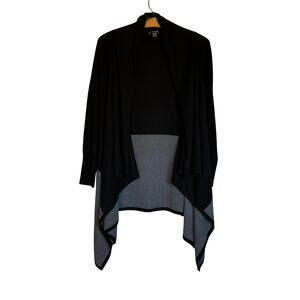 Smartwool Edgewood Wrap Sweater Shawl Cardigan Black Gray Color Block Size M